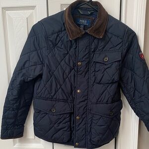 Polo by Ralph Lauren Boy’s Dark Blue Quilted Jacket with Brown Collar
